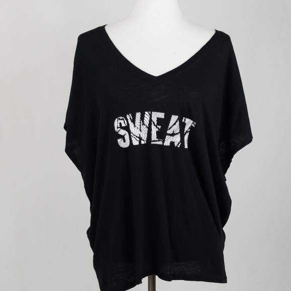 Zella Tops - Zella Black Graphic "Sweat" Short Sleeve T-Shirt